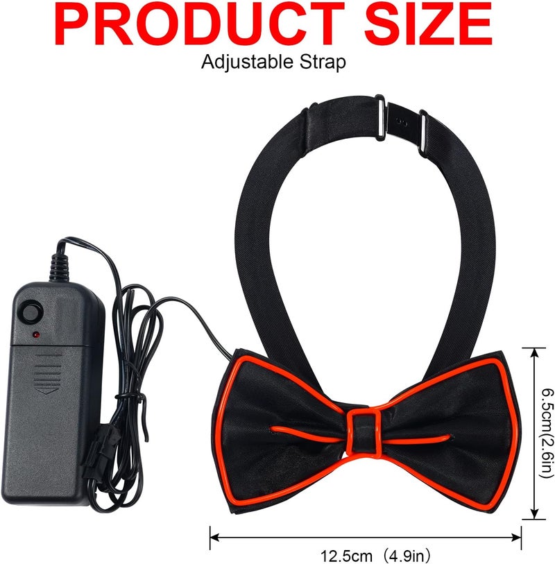 Ainiv Light Up Neckties Bowties Suspenders LED Party Supplies Glow in the Dark Adjustable for Women and Men Parties - Image 5